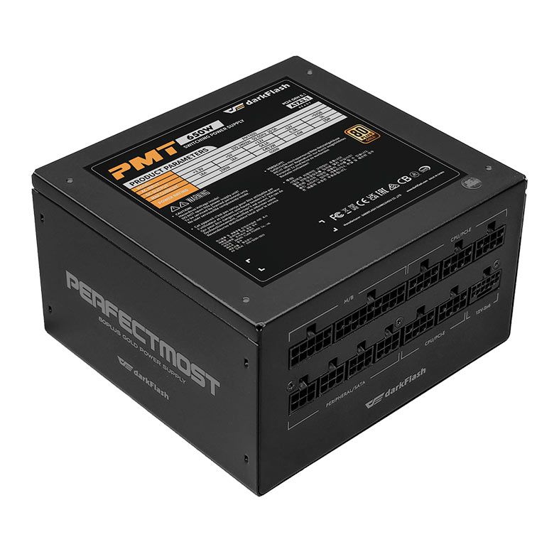 Fonte Aigo Darkflash PMT650A3, 650W, Full-Modular, 80 Plus Gold, Preto, AG-PMT650A3-BK