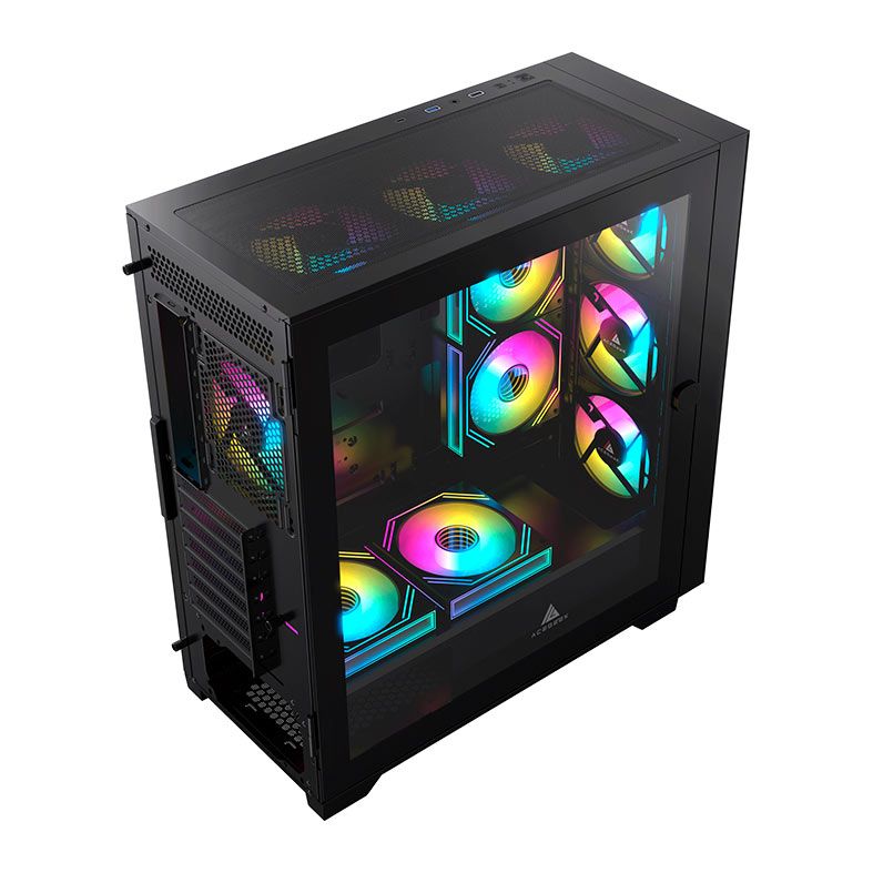 Gabinete Gamer Acegeek Puzzle, Mid-Tower, Lateral de Vidro, Preto, AG-PUZZLE-BK