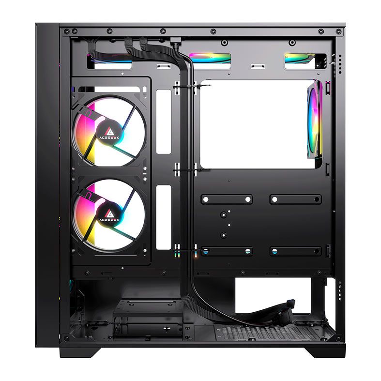 Gabinete Gamer Acegeek Puzzle, Mid-Tower, Lateral de Vidro, Preto, AG-PUZZLE-BK