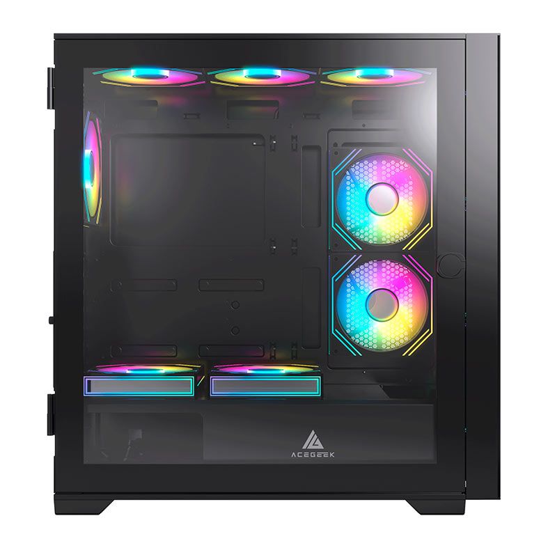 Gabinete Gamer Acegeek Puzzle, Mid-Tower, Lateral de Vidro, Preto, AG-PUZZLE-BK