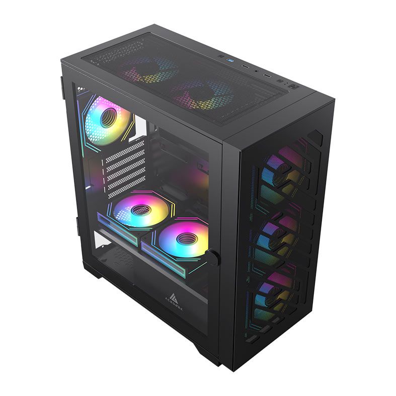 Gabinete Gamer Acegeek Puzzle Mini, Mini-Tower, Lateral de Vidro, Preto, AG-PUZZLE-MINI-BK
