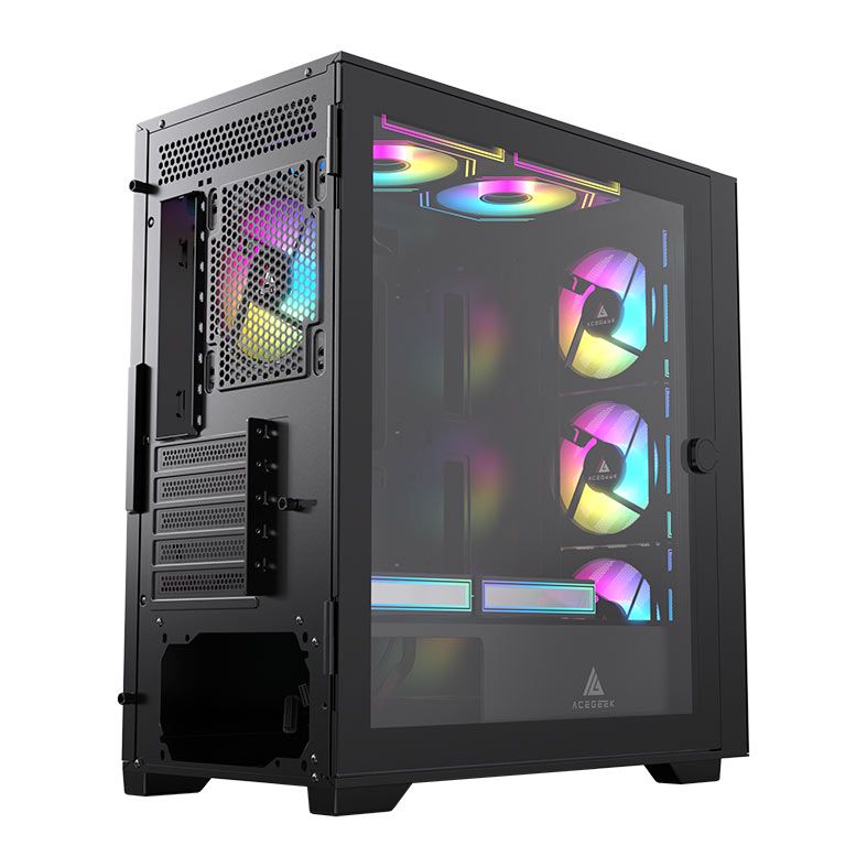 Gabinete Gamer Acegeek Puzzle Mini, Mini-Tower, Lateral de Vidro, Preto, AG-PUZZLE-MINI-BK