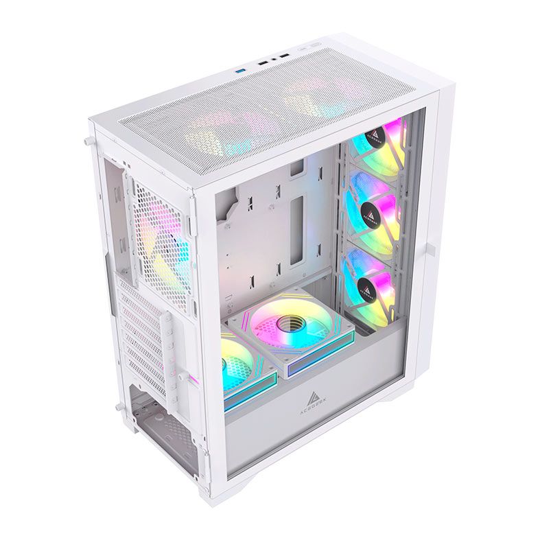 Gabinete Gamer Acegeek Shield D440, Mid-Tower, Lateral de Vidro, Branco, AG-SHIELD-D440-WH
