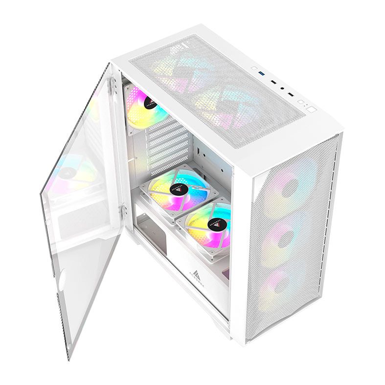 Gabinete Gamer Acegeek Striker A411, Mid-Tower, Lateral de Vidro, Branco, AG-STRIKER-A411-WH