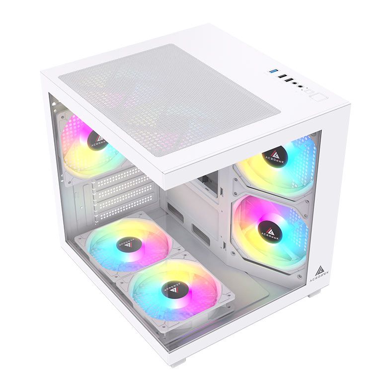 Gabinete Gamer Acegeek Tide, Mid-Tower, Lateral de Vidro, Branco, AG-TIDE-WH