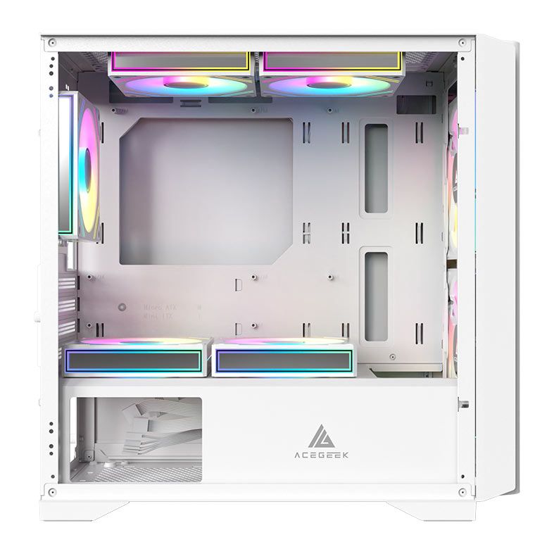 Gabinete Gamer Acegeek Vision M352, Mini-Tower, Lateral de Vidro, Branco, AG-VISION-M352-WH