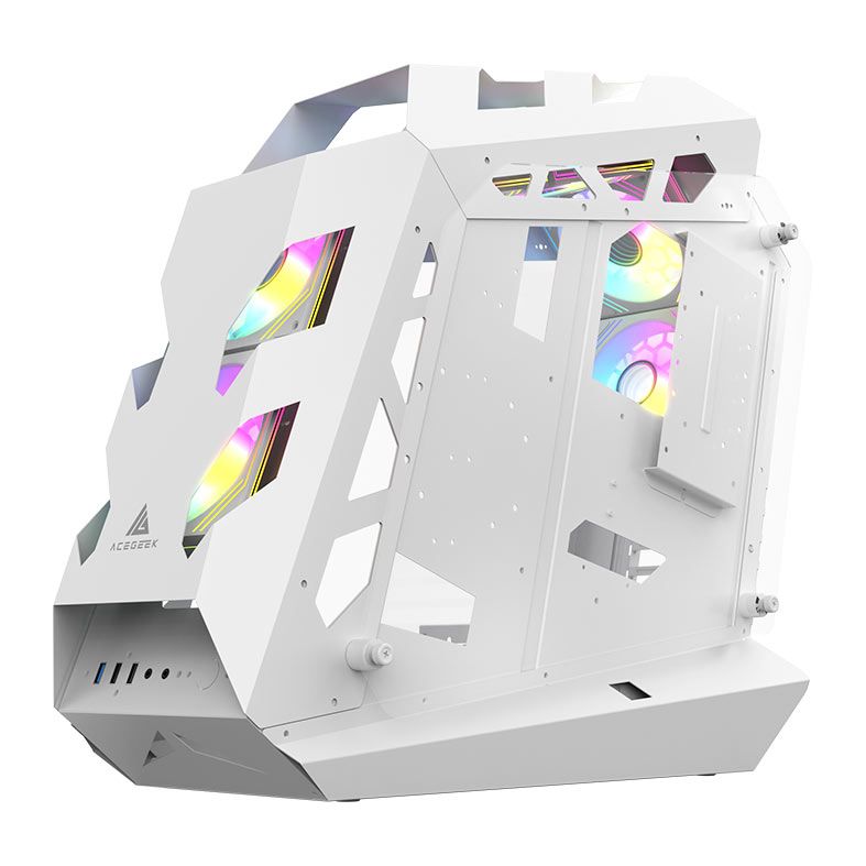 Gabinete Gamer Acegeek Vortex, Mid-Tower, Lateral de Vidro, Branco, AG-VORTEX-WH