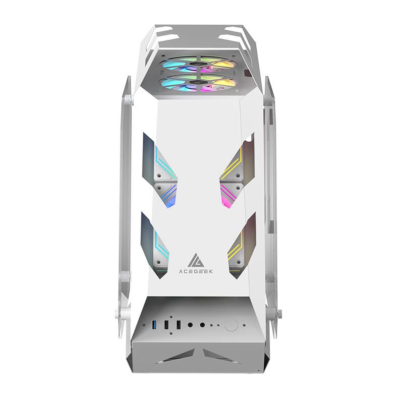 Gabinete Gamer Acegeek Vortex, Mid-Tower, Lateral de Vidro, Branco, AG-VORTEX-WH