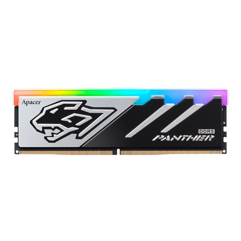 Memoria Apacer Panther, RGB, 16GB (1x16GB), DDR5, 6400MHz, C32, Preto e Prata, AH5U16G64C5529BAA-1