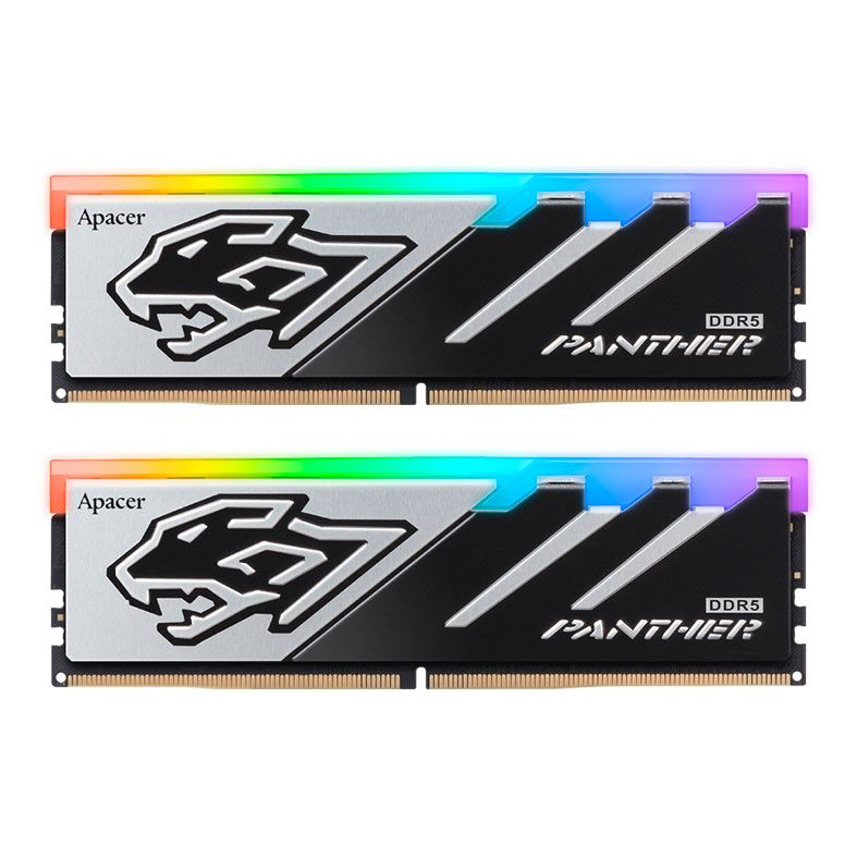 Memoria Apacer Panther, RGB, 32GB (2x16GB), DDR5, 6200MHz, C40, Preto e Prata, AH5U32G62C5329BAA-2