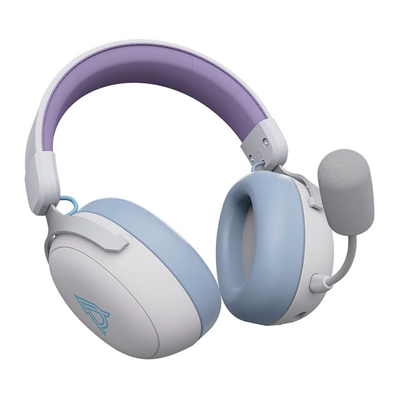 Headset Gamer Ajazz AHM08 Max, Drivers 53mm, Tri-Mode, Branco e Azul, AHM08-MAX-WB