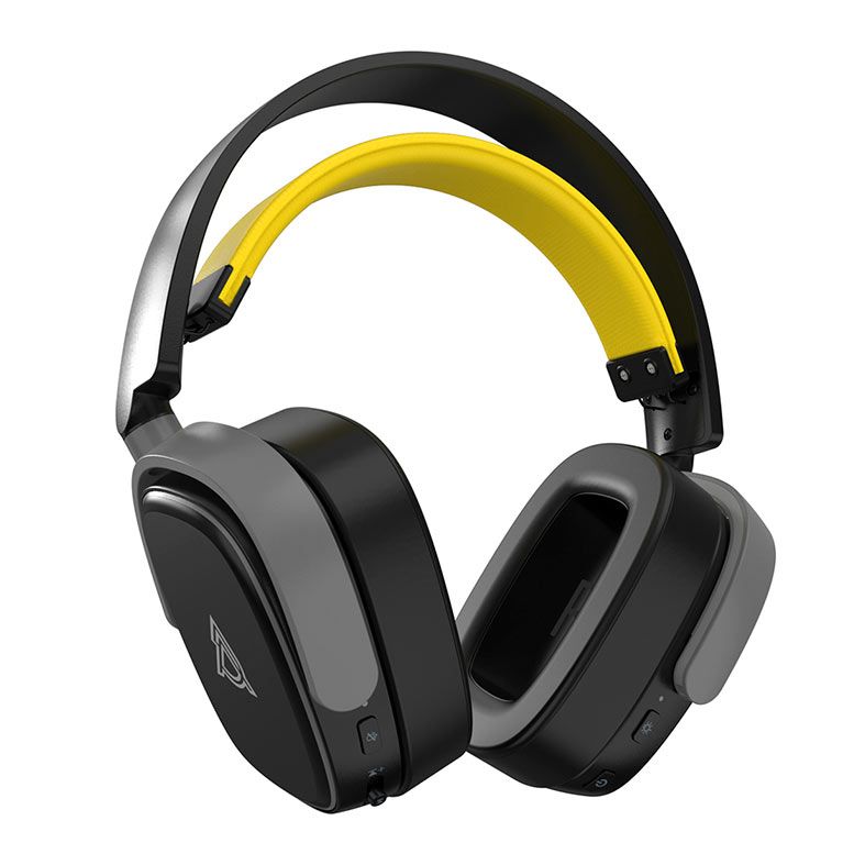 Headset Gamer Ajazz AHM09 Max, Drivers 50mm, Tri-Mode, Preto e Amarelo, AHM09-MAX-BY