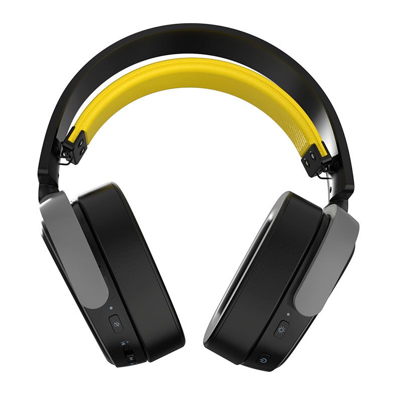 Headset Gamer Ajazz AHM09 Max, Drivers 50mm, Tri-Mode, Preto e Amarelo, AHM09-MAX-BY