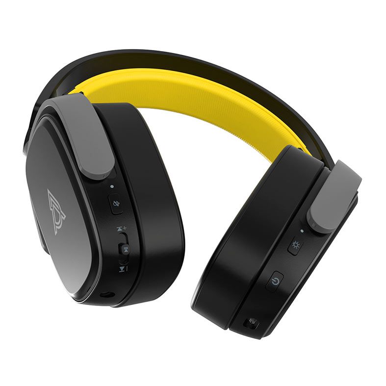 Headset Gamer Ajazz AHM09 Max, Drivers 50mm, Tri-Mode, Preto e Amarelo, AHM09-MAX-BY