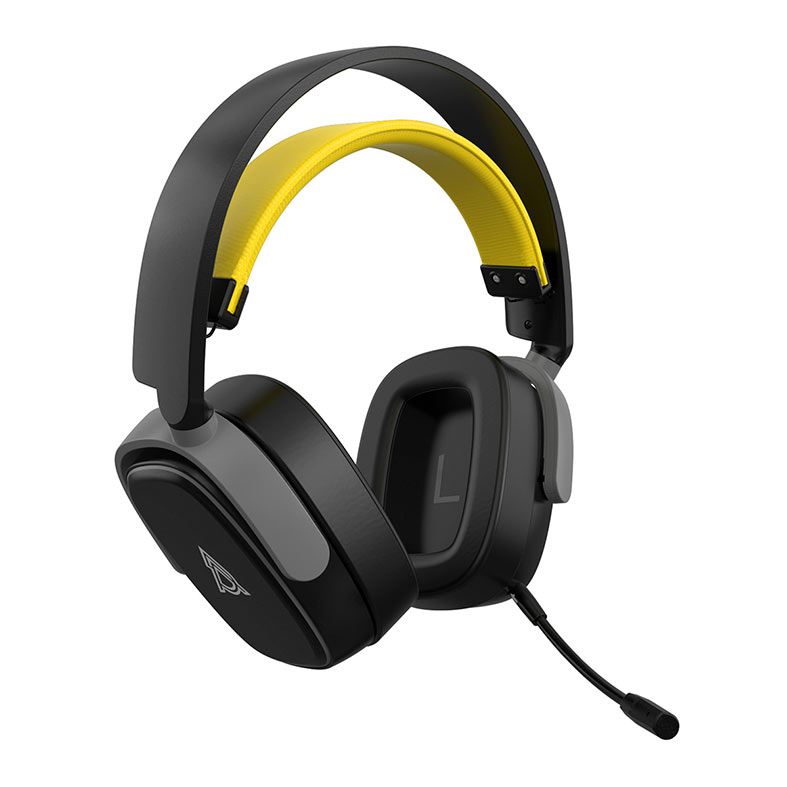 Headset Gamer Ajazz AHM09 Max, Drivers 50mm, Tri-Mode, Preto e Amarelo, AHM09-MAX-BY
