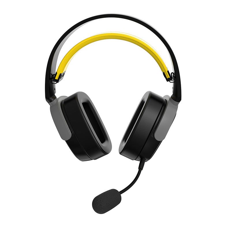 Headset Gamer Ajazz AHM09 Max, Drivers 50mm, Tri-Mode, Preto e Amarelo, AHM09-MAX-BY