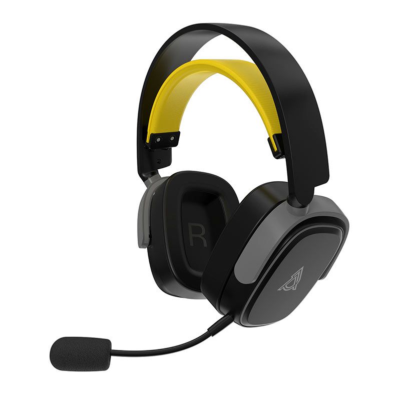 Headset Gamer Ajazz AHM09 Max, Drivers 50mm, Tri-Mode, Preto e Amarelo, AHM09-MAX-BY