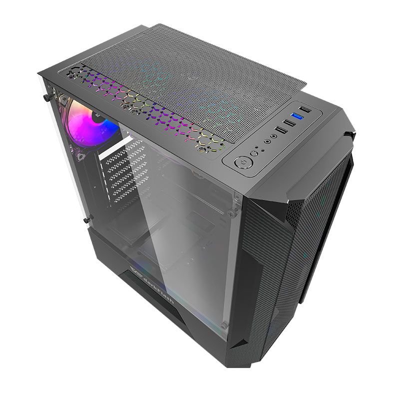 Gabinete Gamer Aigo DarkFlash Leo, Mid-Tower, Lateral de Vidro, Preto, Aigo-DarkFlash-Leo