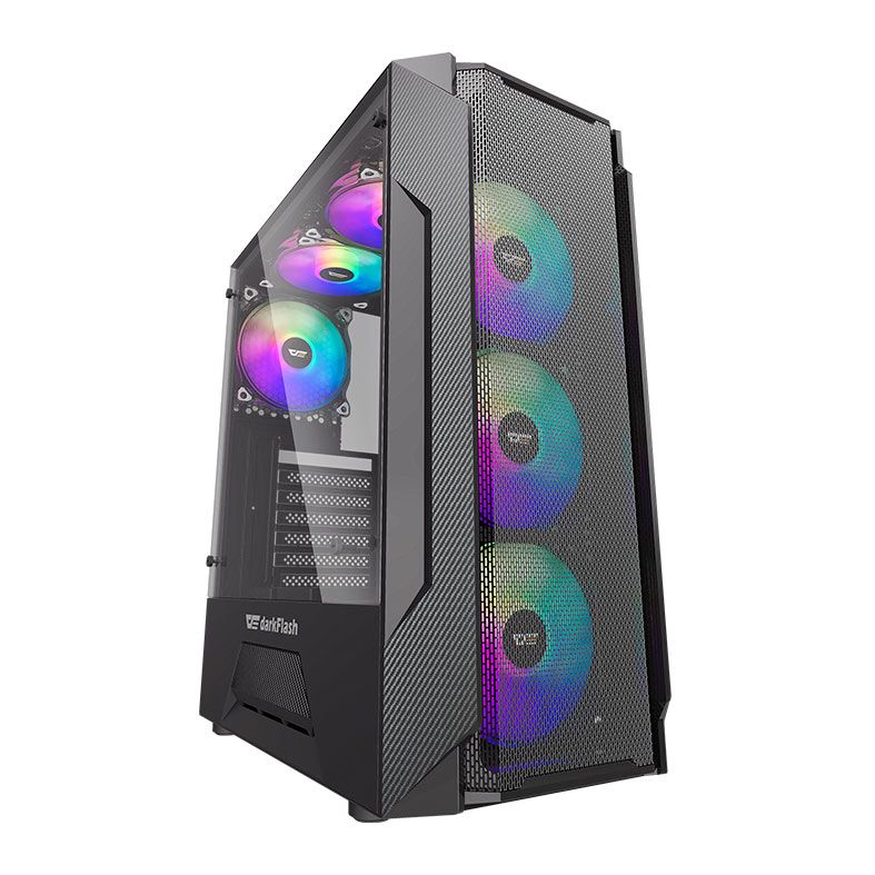 Gabinete Gamer Aigo DarkFlash Leo, Mid-Tower, Lateral de Vidro, Preto, Aigo-DarkFlash-Leo
