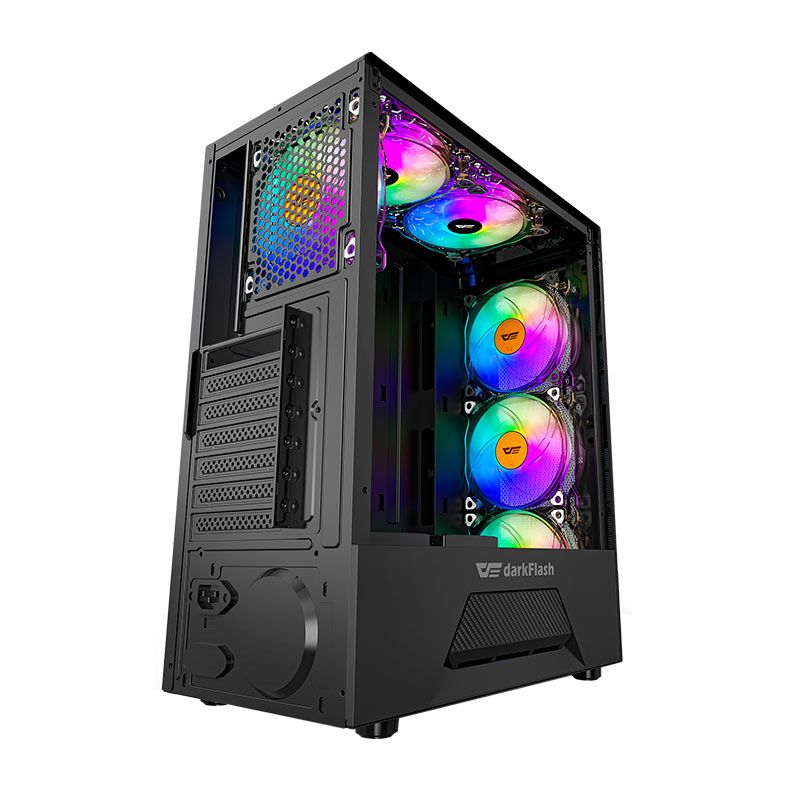 Gabinete Gamer Aigo DarkFlash Leo, Mid-Tower, Lateral de Vidro, Preto, Aigo-DarkFlash-Leo