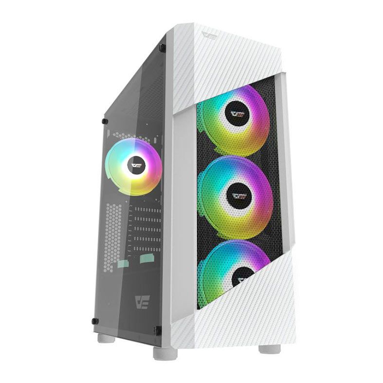 Gabinete Gamer Aigo DarkFlash Pollux, RGB, Mid-Tower, Com 4 Ventoinhas, Lateral Acrilico, Branco, AIGO-DF-POLLUX-WH