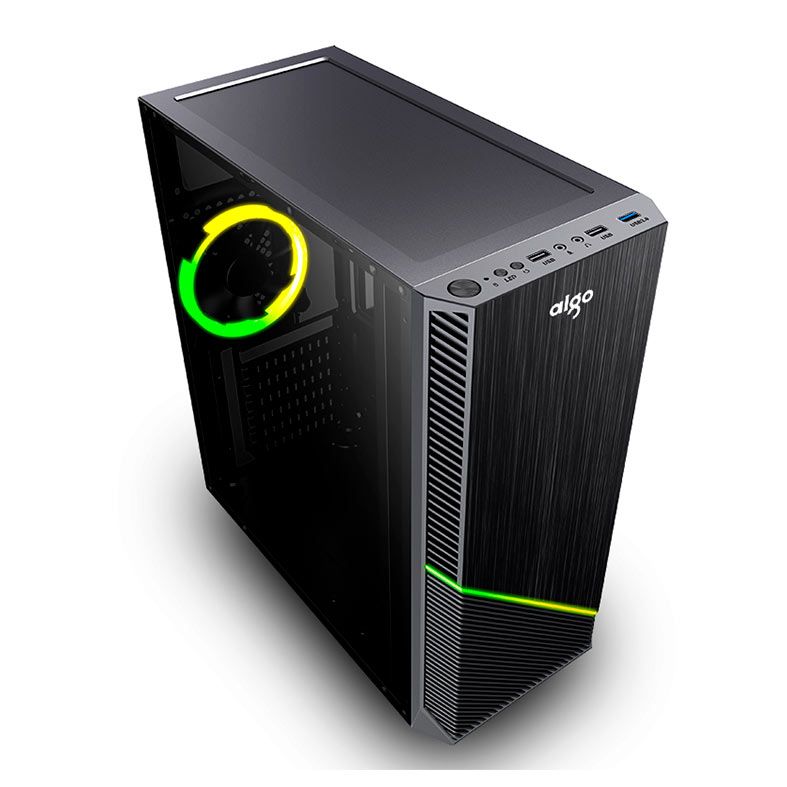 Gabinete Gamer Aigo Rainbow , Mid-Tower, Lateral de Acrilico, Preto, Aigo-Rainbow-Preto