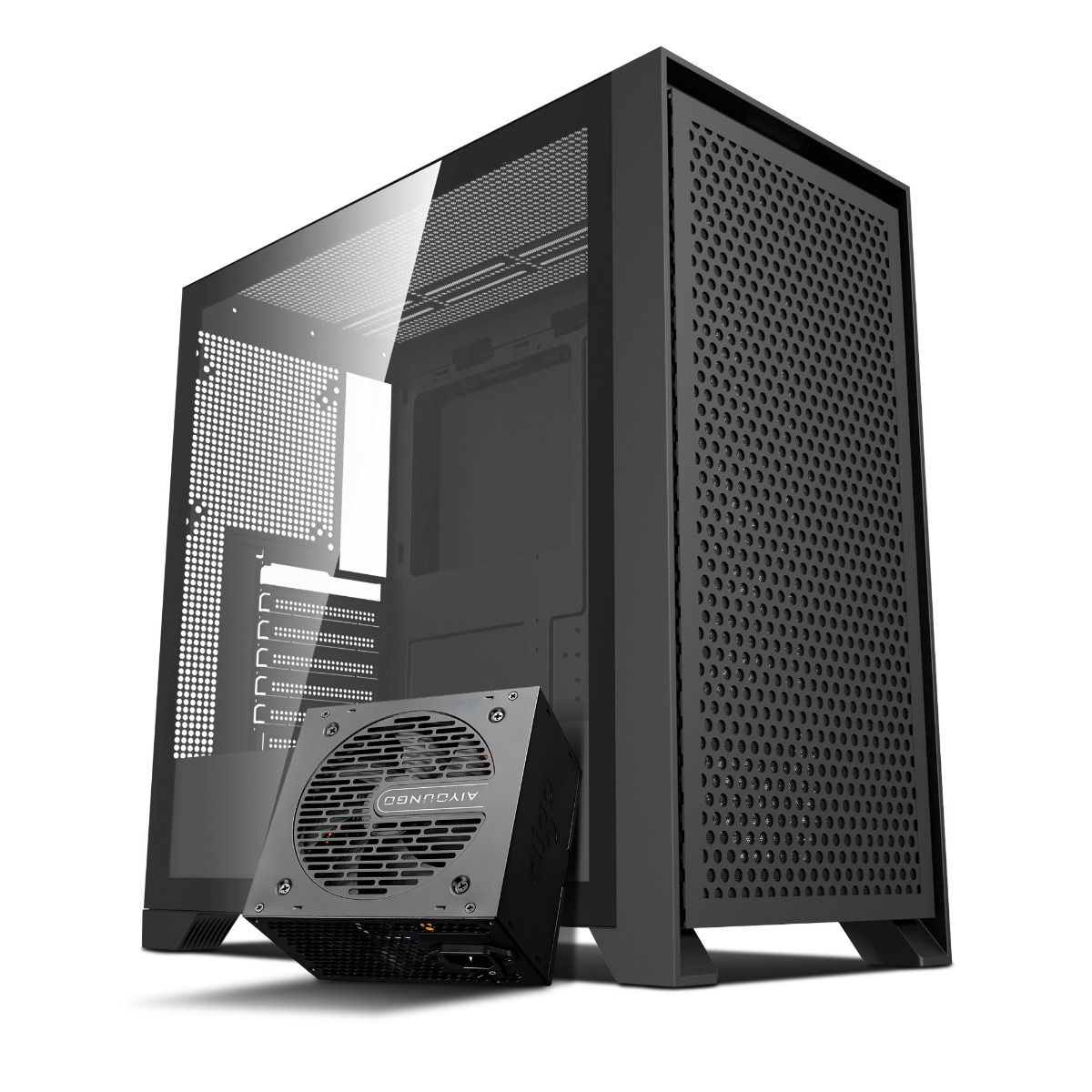 Gabinete Gamer Aigo Darkflash DRX90 Mesh, Mid-Tower, Preto + Fonte Aigo Darkflash 550W