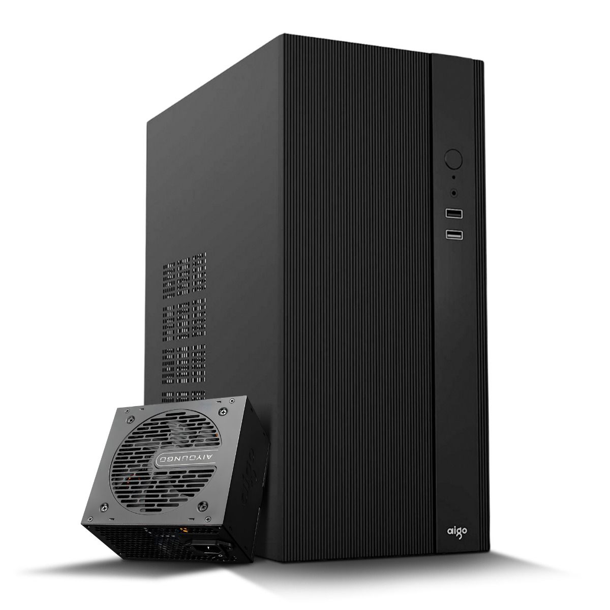 Gabinete Office Aigo Q15, Mini-Tower, Preto + Fonte Aigo Darkflash 550W