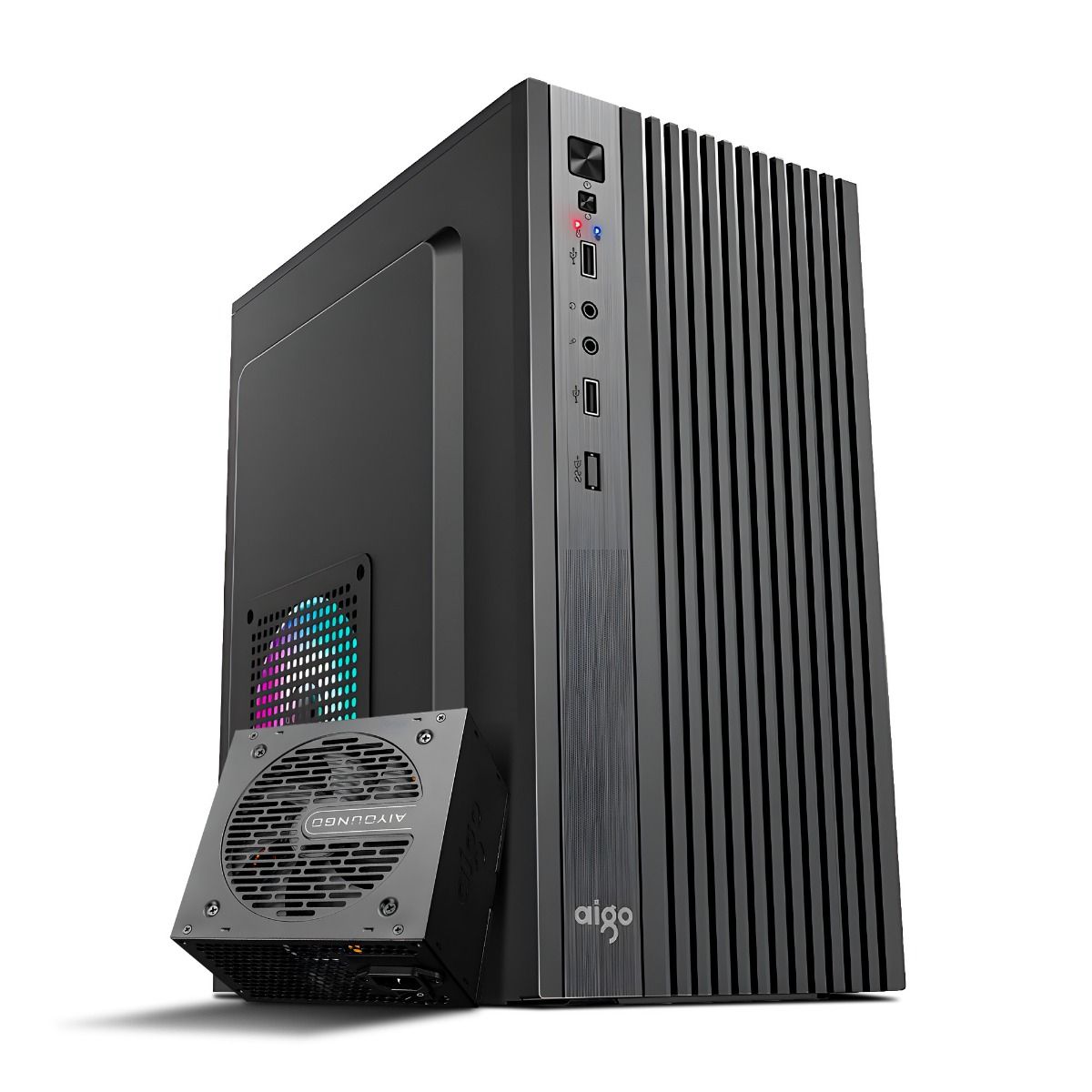 Gabinete Office Aigo Q2503, Mini-Tower, Preto + Fonte Aigo Darkflash 550W