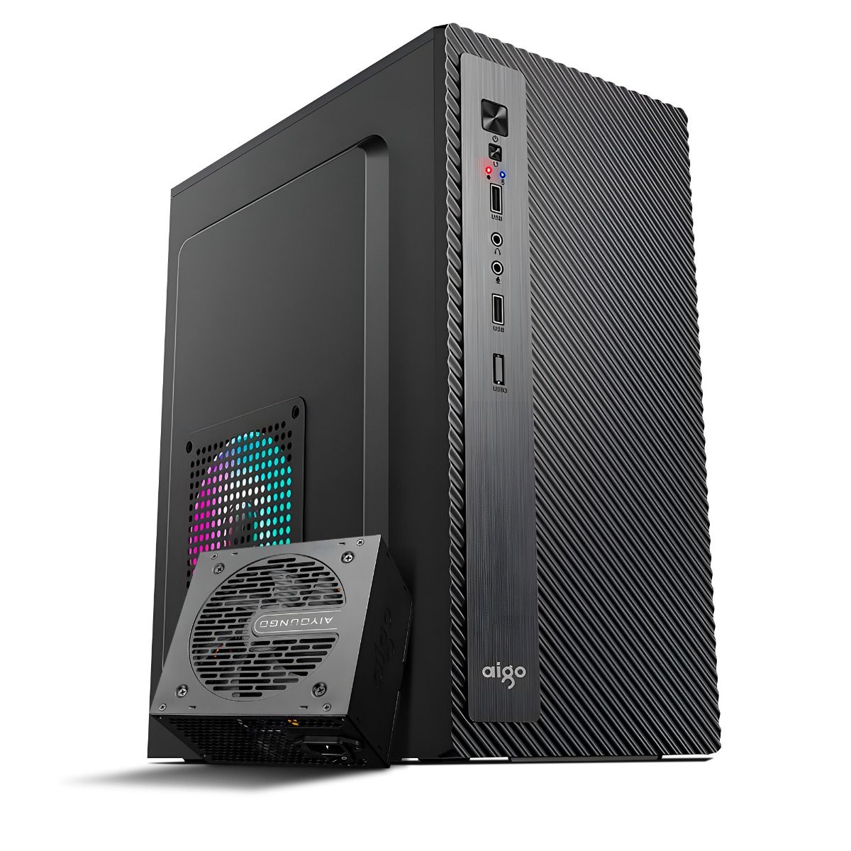 Gabinete Office Aigo Q2507, Mini-Tower, Preto + Fonte Aigo Darkflash 550W