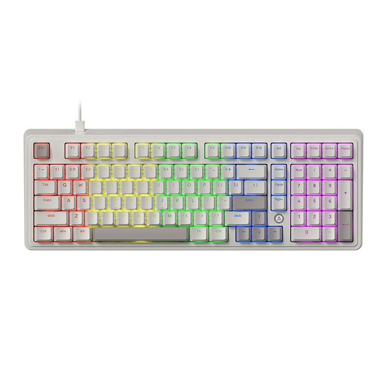 Teclado Mecanico Ajazz AK980, Rainbow, Switch Vermelho, Tri-Mode, Retro Grey, AK980-RG