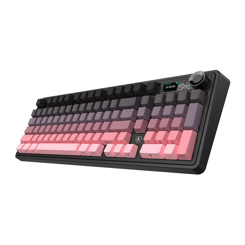 Teclado Mecanico Ajazz AK980, RGB, Switch Maillard, Tri-Mode, Preto e Rosa, AK980V2-GP