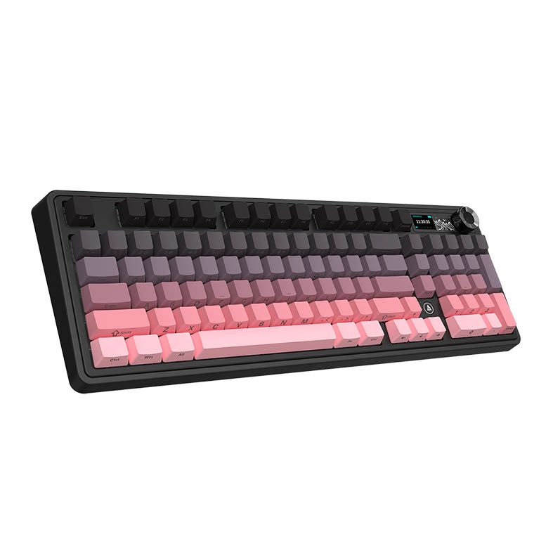 Teclado Mecanico Ajazz AK980, RGB, Switch Maillard, Tri-Mode, Preto e Rosa, AK980V2-GP