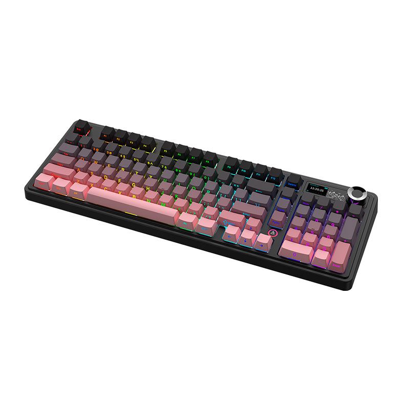 Teclado Mecanico Ajazz AK980, RGB, Switch Maillard, Tri-Mode, Preto e Rosa, AK980V2-GP