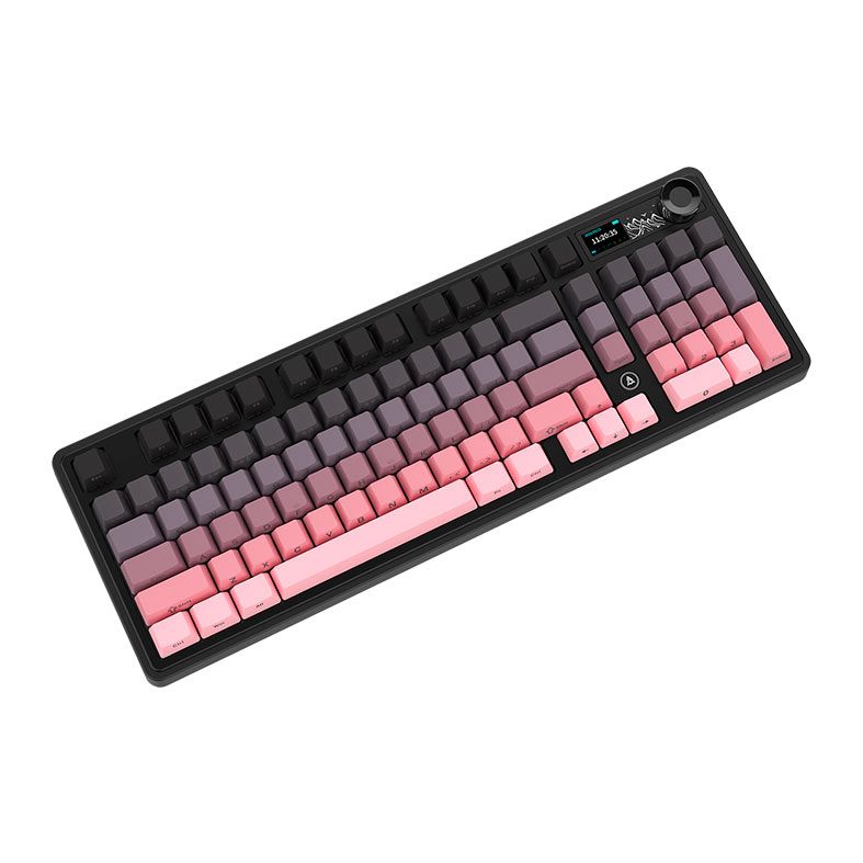 Teclado Mecanico Ajazz AK980, RGB, Switch Maillard, Tri-Mode, Preto e Rosa, AK980V2-GP