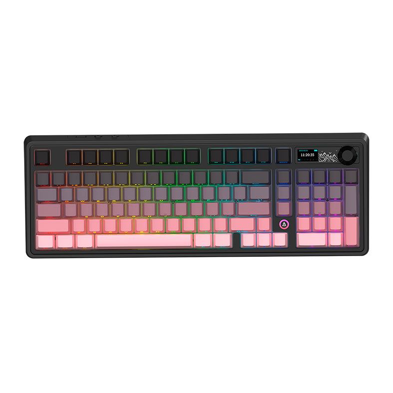 Teclado Mecanico Ajazz AK980, RGB, Switch Maillard, Tri-Mode, Preto e Rosa, AK980V2-GP