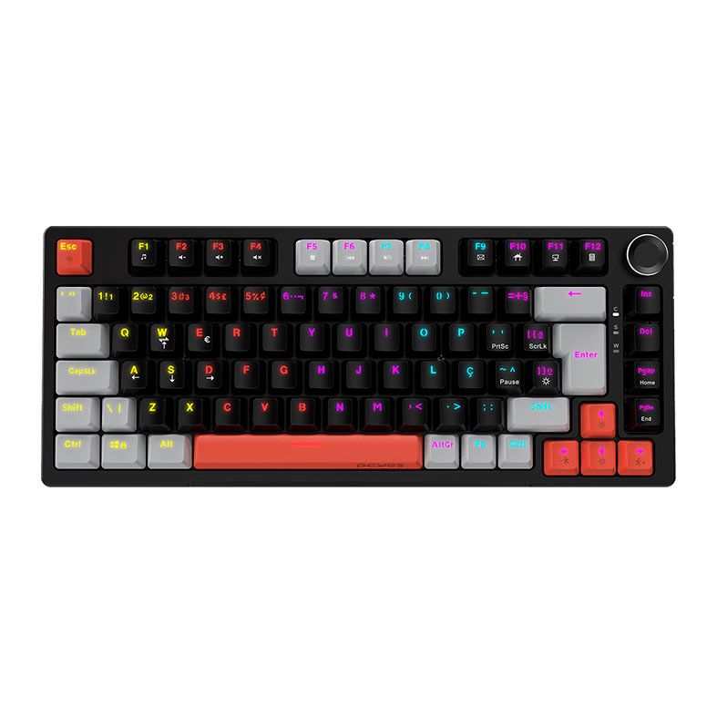 Teclado Mecanico PCYES Arkeum, 75%, Rainbow, ABNT2, Switch Blue, Preto, AKBV75BBR