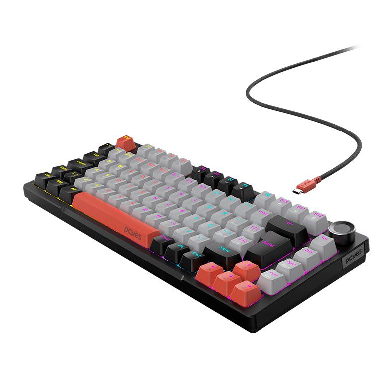 Teclado Mecanico PCYES Arkeum, 75%, Rainbow, ABNT2, Switch Red, Preto, AKBV75RBR