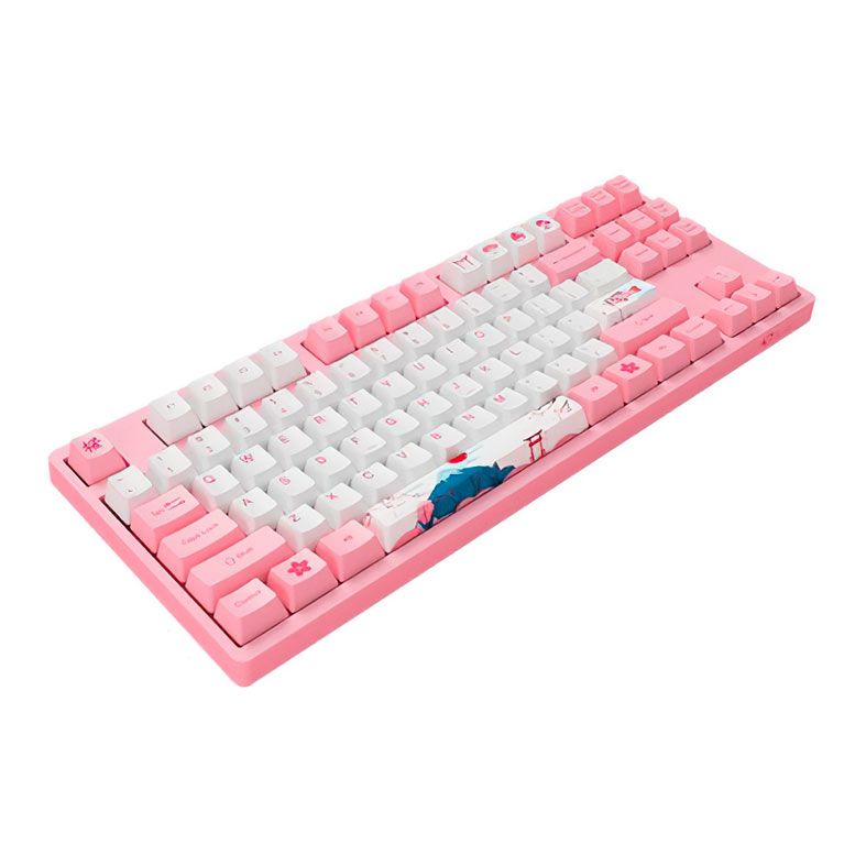 Teclado Mecanico Gamer Akko World Tour Tokyo, ANSI, Switch Pink, Rosa e Branco, AKKO-3087-V2-PINK