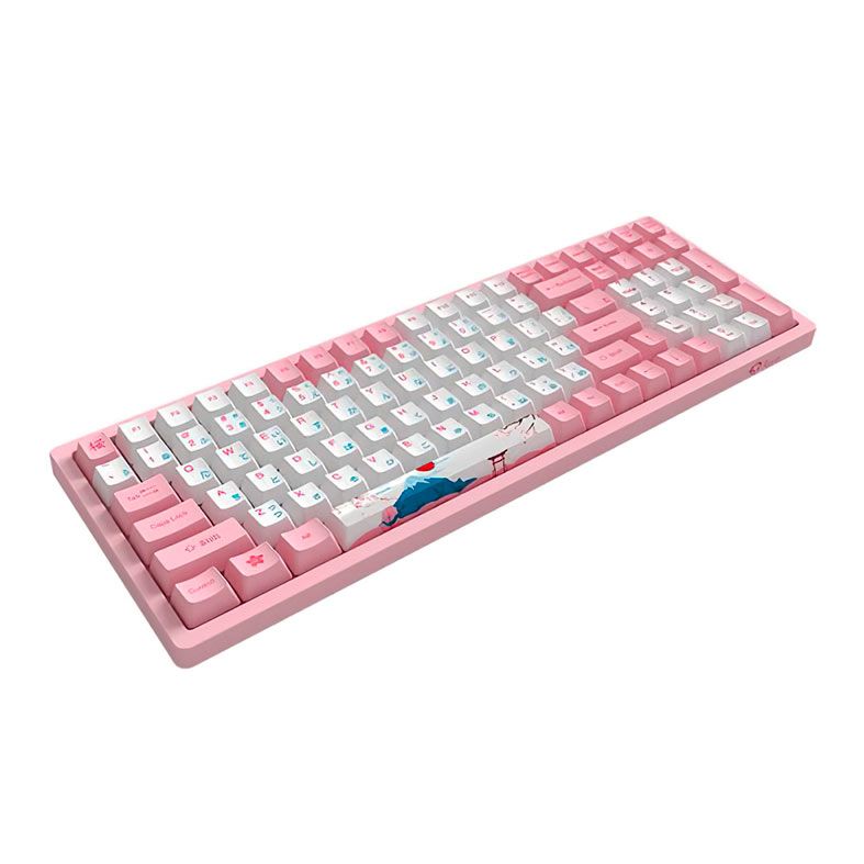 Teclado Mecanico Gamer Akko World Tour Tokyo, ANSI, Switch Gateron Pink, Rosa e Branco, AKKO-3096-GPINK