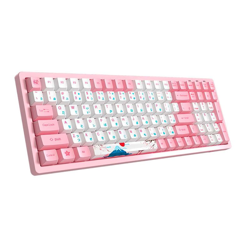 Teclado Mecanico Gamer Akko World Tour Tokyo, ANSI, Switch Gateron Pink, Rosa e Branco, AKKO-3096-GPINK