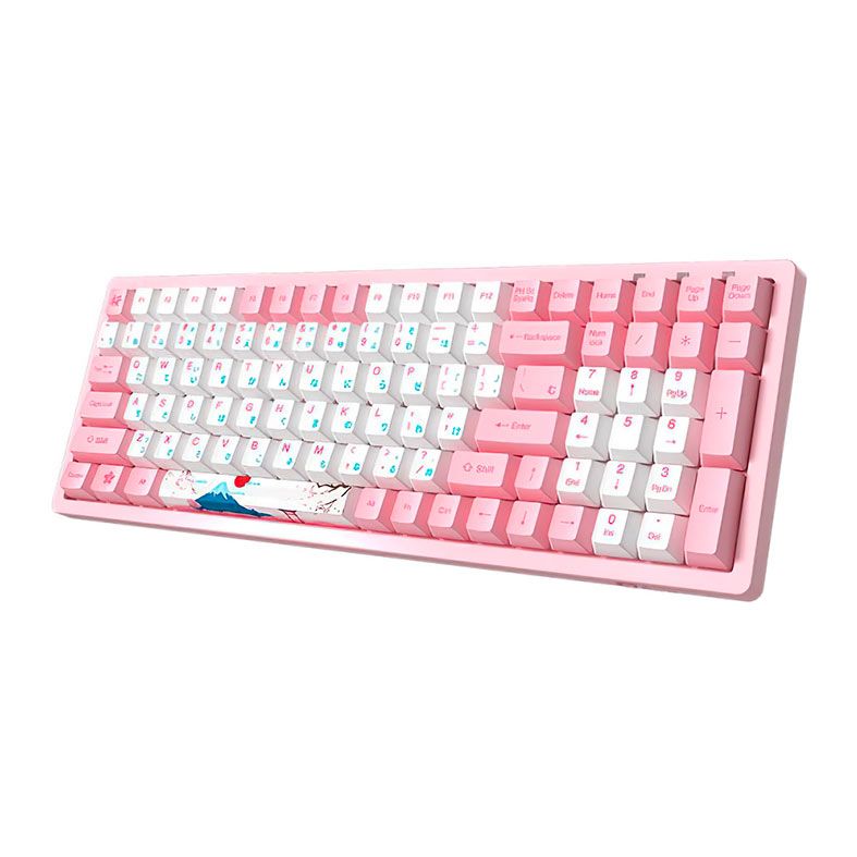 Teclado Mecanico Gamer Akko World Tour Tokyo, ANSI, Switch Gateron Pink, Rosa e Branco, AKKO-3096-GPINK