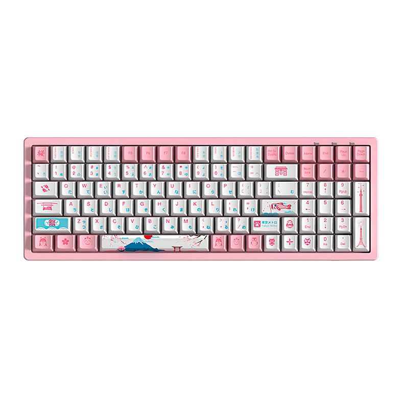 Teclado Mecanico Gamer Akko World Tour Tokyo, ANSI, Switch Gateron Pink, Rosa e Branco, AKKO-3096-GPINK