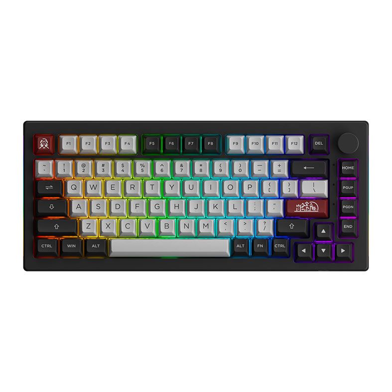 Teclado Mecanico Gamer Akko 5075B PLUS-S Dracula Castle, RGB, Bluetooth, Preto e Cinza, Switch Cream Yellow, AKKO-5075B-PLUS-S