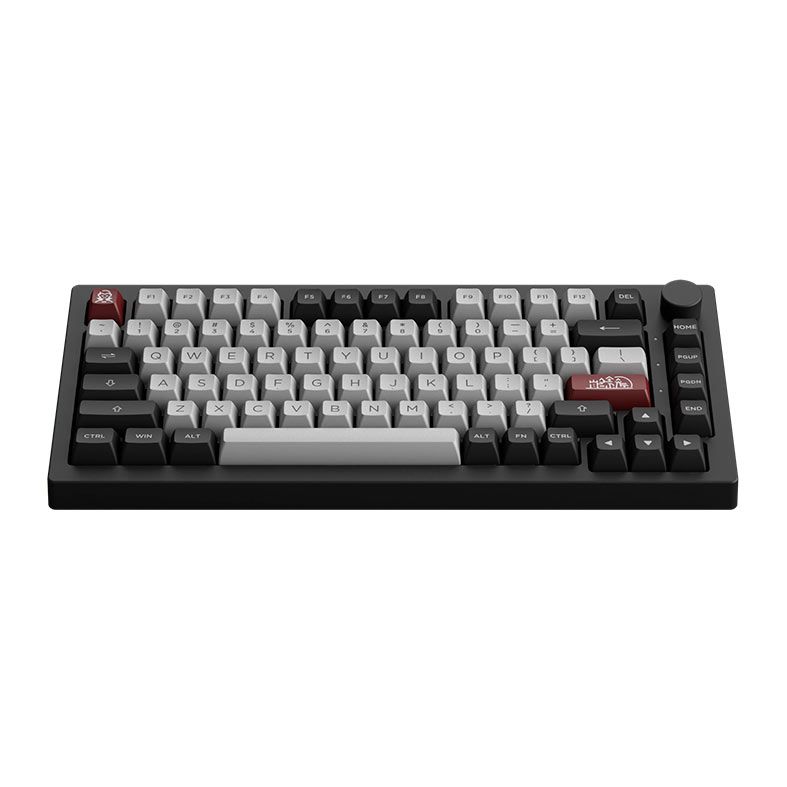 Teclado Mecanico Gamer Akko 5075B PLUS-S Dracula Castle, RGB, Bluetooth, Preto e Cinza, Switch Cream Yellow, AKKO-5075B-PLUS-S