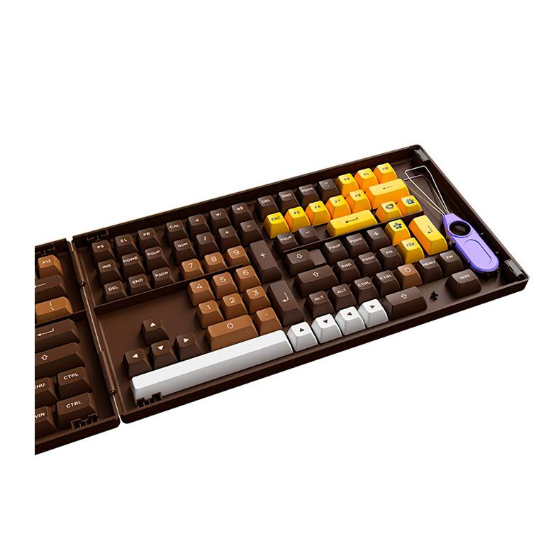 Conjunto de Teclas Akko ASA Profile, PBT Double Shot, Chocolate, AKKO-KEYCAP-CHO