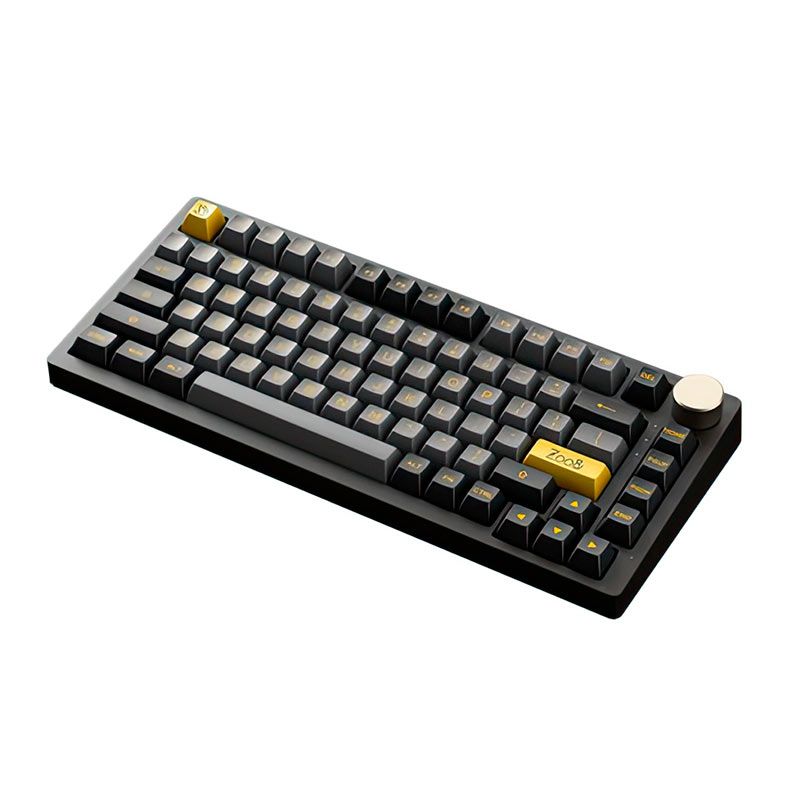 Teclado Mecanico Gamer Akko PC75B Plus Multi Modes, RGB, Switch Akko Crystal, Black e Gold, AKKO-PC75B-PLUS-BKGD