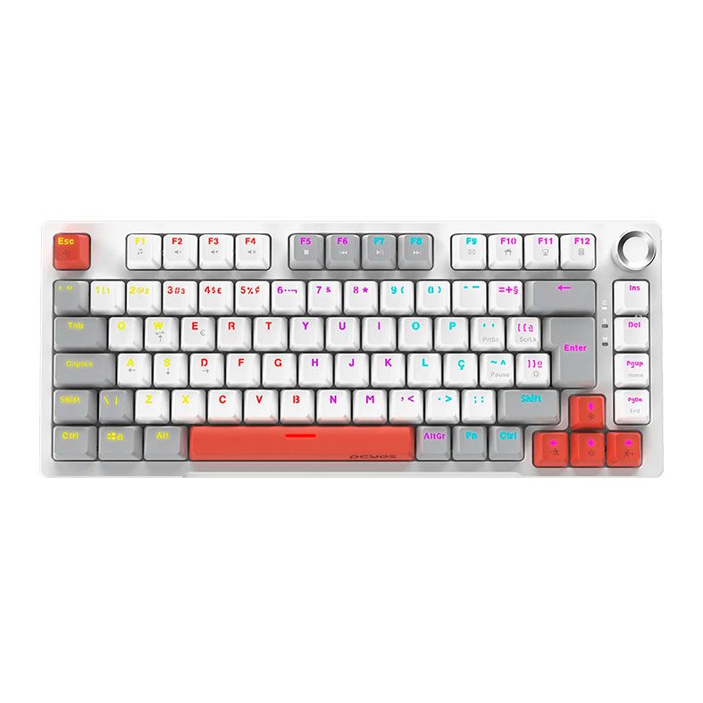 Teclado Mecanico PCYES Arkeum, 75%, Rainbow, ABNT2, Switch Blue, Branco, AKWG75BBR