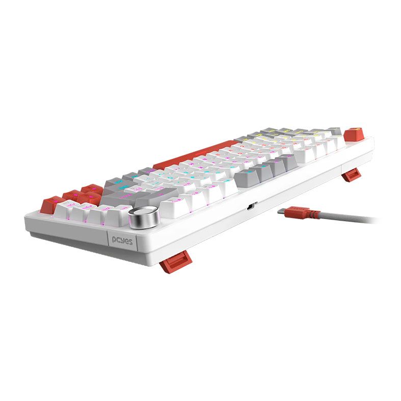 Teclado Mecanico PCYES Arkeum, 75%, Rainbow, ABNT2, Switch Blue, Branco, AKWG75BBR