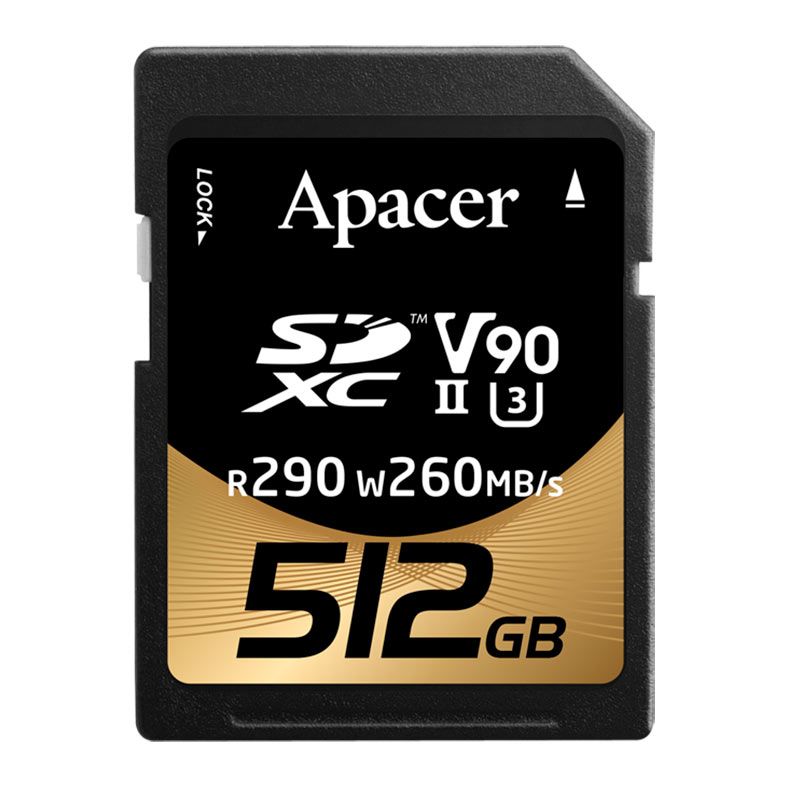 Cartao de Memoria Apacer, 512GB, SDXC, USH-II, V90, AP512GSDXC10V9-R